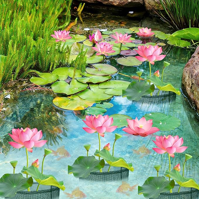 EBaokuup 4 Pcs Aquatic Pond Planting Bags-7" Reusable Mesh Water Garden Pond Plant Pot-Breathable Green Square Lily Plant Pots for Pond Bog Plant Garden Terrestrial Plant