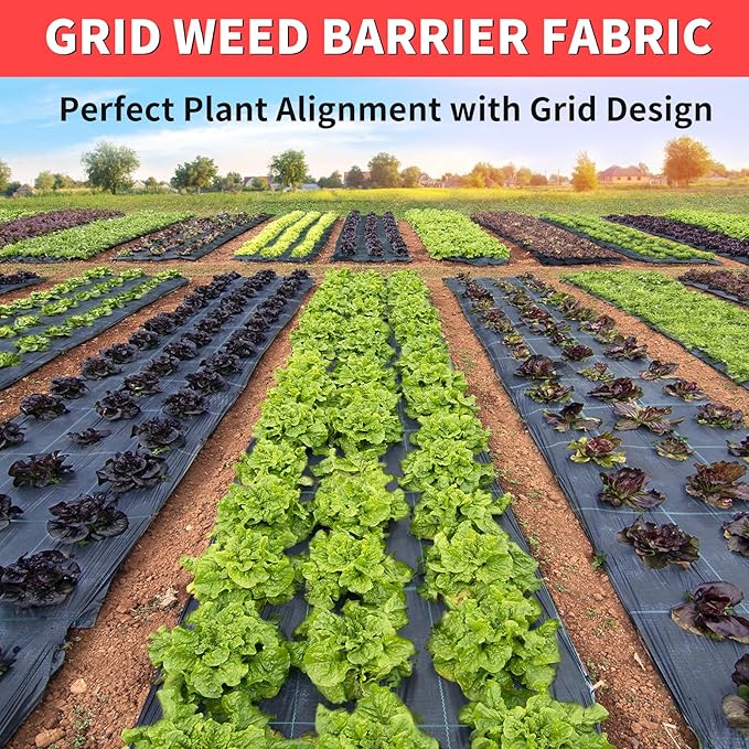 4ft x 100ft Landscape Fabric -Heavy Duty Weed Barrier Fabric for Landscaping, Weed Blocker Cloth,Geotextile Fabric for Garden, Driveway & Ground Cover, Garden Weed Mats,Grid Design