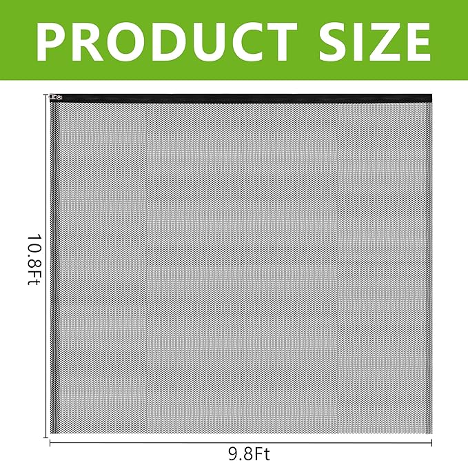 10.8 x 9.8 Ft Black Large Fruit Tree Netting with Zipper and Drawstring, Breathable Mesh Garden Bird Netting Plant Cover, Insect Bird Barrier Net Mesh for Protect Fruits Plants from Squirrel Bugs