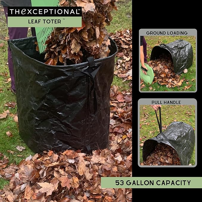 Rolling Tool Toter with Leaf Toter and Load Toter Lift Plate | Lawn Care Cart with Leaf Collection Bag | Mobile Yard Raking Project Organizer Caddy | Made in USA by Vertex | Model EX640