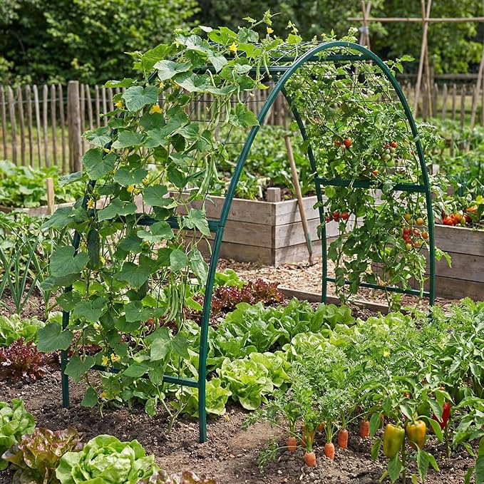 Newtay Arch Trellis for Planter Box Garden Wide Arbor Trellis Metal Arbor for Climbing Plants, Vegetables and Flowers Decorative Outdoor(Green,8 x 2 x 4 ft)