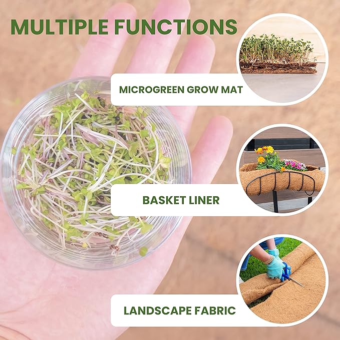 Envelor Coco Coir Fiber Grow Mat for Microgreens 4 x 4 Feet Coconut Coir Seed Starter Liner for Growing Trays, Hanging Baskets, Seed Starter Tray, Planter Sheets & Indoor Outdoor Plants