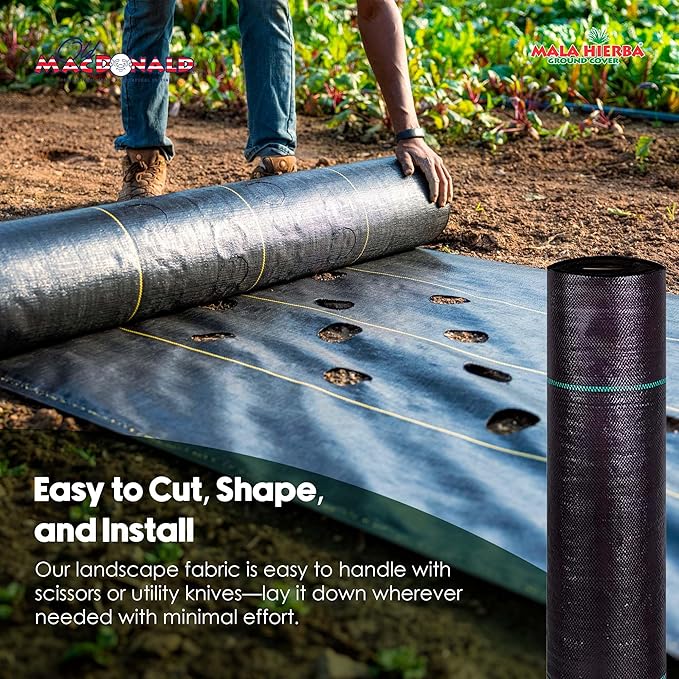 OldMacDonald - Premium Landscape Fabric - Heavy Duty 15ft x 300ft (4.57m x 91.44m) - Commercial Grade, Woven Landscaping Ground Cover for Gardening, Farming, Agriculture Folded