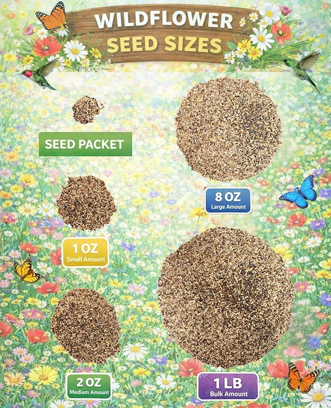Bee Wildflower Seed Mix – (2oz) - Pollinator Flower Seeds for Bees – Nectar & Pollen Rich Blooms for Honey Bees. Friendly Flower Blend for Outdoor Gardens & Meadows!
