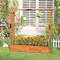 S AFSTAR 77-Inch Raised Garden Bed with Arch Trellis, Hanging Roof & Drainage Holes, Vertical Plant Container for Vine Climbing Plant Flower, Indoor Outdoor Wood Elevated Planter Box for Garden