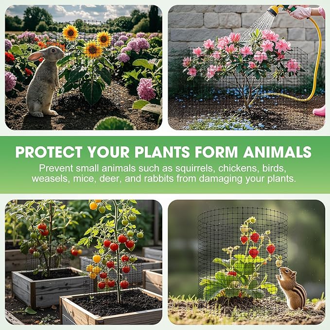 30 Pack Plant Protectors from Animals,12x12 Inch Metal Wire Plant Mesh Garden Cages Outdoor Gardening Supplies, Garden Protection Rabbits Chickens Ducks for Shrubs, Flowers, Vegetables