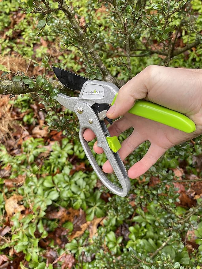 Garden Guru Professional Ratchet Pruning Shears Clippers – 4X Cutting Power – Ratcheting Garden Anvil Pruners Scissors - Makes Tough Cuts Easy - Great for Seniors & Arthritic Hands (4 Pack)