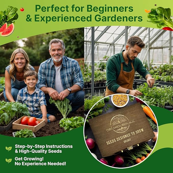 75 Vegetable & Greens Seeds Variety Pack, Garden Seed Starter Kit - Over 44,700 Non-GMO Heirloom Seeds for Planting Vegetables and Greens, Seed Box with Gardening Supplies, Survival Kit