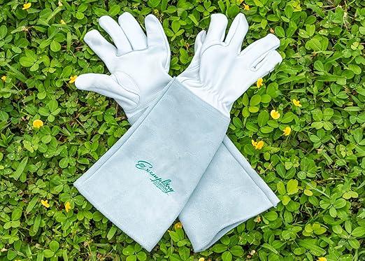 Rose Pruning Gloves for Men and Women - Thorn Proof Goatskin Leather Gardening Gloves with Gauntlet (Extra Large，Natural)