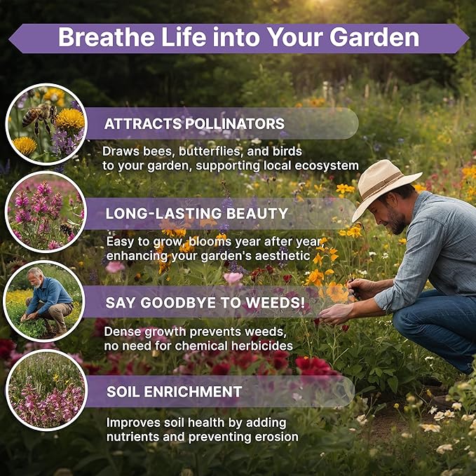 Organo Republic 23 Wildflower Seeds Annual & Perennial Mix for Indoor & Outdoors, Attract Birds & Butterflies 100,000+ Non-GMO, Heirloom Garden Seeds, 4oz Packet for Growing Wild Flowers (Pack of 2)