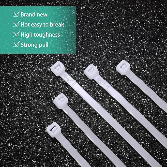 Shappy 50 Pcs Zip Ties Heavy Duty Strong Large Cable Wire Ties Zip Industrial Sturdy Wire, Awnings Tying Branches Bundling of Crops Fixed Water Pipes(60 Inch,White)