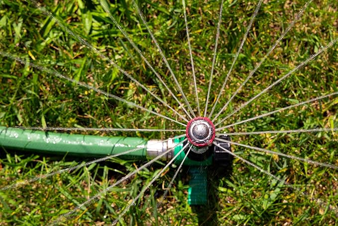 Rain Bird RVANSP Hose-End High-Efficiency Pro Rotary Sprinkler on Large Metal Spike, Hand Adjustable, 45° - 270° Pattern, 17' - 24' Spray Distance (Pack of 12)
