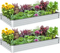 2PCS 8x4x1FT Galvanized Raised Garden Bed Kit, Galvanized Planter Raised Garden Boxes Outdoor, Large Metal Raised Garden Beds for Vegetables-Silver