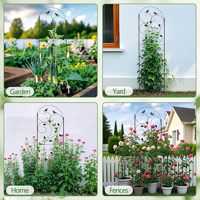 Garden Trellis for Climbing Plants, 71" H x 20" W, 2 Pack Heavy-Duty Metal Garden Trellis, Black Coated Rustproof Trellis for Plants Outdoor, Roses, Ivy, Flowers, and Vines