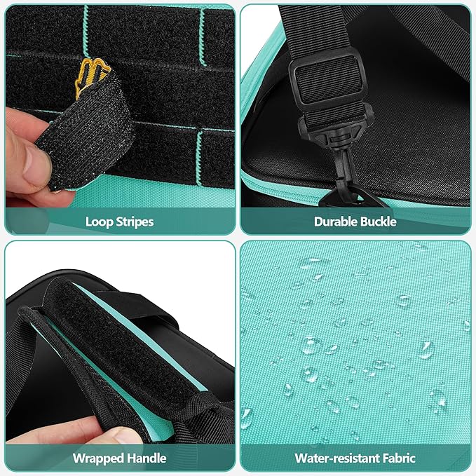 Tool Tote Bag for Women, Tool Storage Organizer with Anti-friction Bottom, Tactical Range Bag for Electrician, Carpenters, Repairman, Turquoise