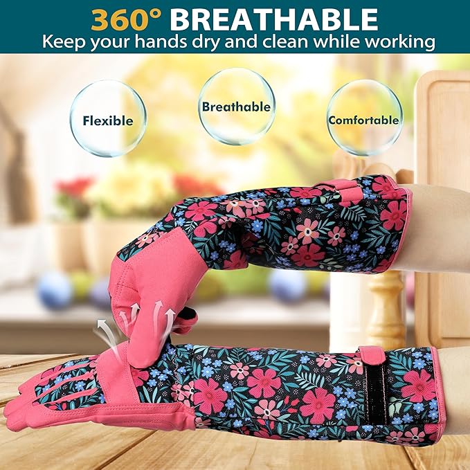 Gardening Gloves for Women Long Sleeve Garden Gloves Ladies Light Protective Gloves for Yard & Outdoor Work