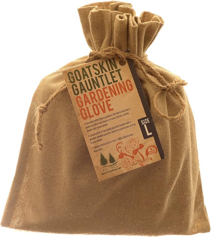 Leather Gardening Gloves by Fir Tree. Premium Goatskin Gloves With Cowhide Suede Gauntlet Sleeves. Perfect Rose Garden Gloves. Men's and Women's Sizes. M-8 (See Size Chart Photo)