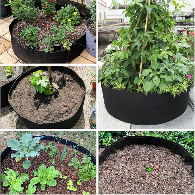 2-Pack 50 Gallon Grow Bag, Heavy Duty Thickened Fabric Pots Round Raised Garden Bed Planter for Planting Herb Flower Vegetable Potato Plants (36" D x 12" H)