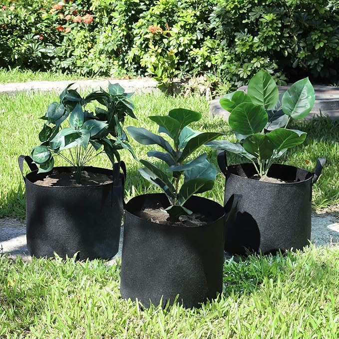 12-Pack 15 Gallon Grow Bags Heavy Duty Thickened Nonwoven Fabric Pots with Durable Handles