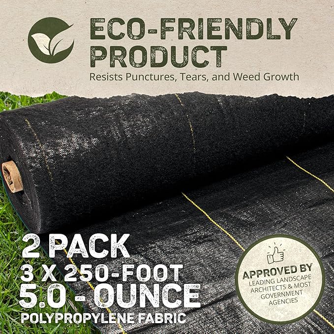 Dewitt 3 x 250 Feet Commercial and Home Garden Landscape Weed Block Barrier, Ideal as Fabric for Yards, Grounding Sheets, Fake Rock, or Floor Mat