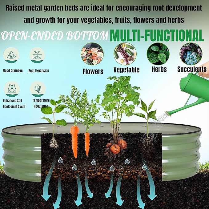 2 Pack 17" Tall 10-in-2 Hevay-Duty Modular Galvanized Raised Garden Bed Kits-8ftX2ft Raised Flower Beds,Metal Raised Beds for Planting Plants Vegetables Fruits Flowers Herbs-Ground Planter Box