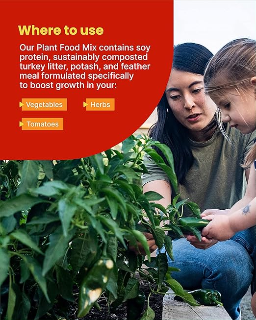 Sunday Garden Naturals Veggie + Tomato Plant Food Mix - Boost Growth in Vegetables, Tomatoes & Herbs - 5-4-5 NPK Mix - for Indoor & Outdoor Use - Feeds for 4-6 Weeks, Use While Planting! 4 lb. Mix