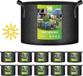 iPower 10-Pack 20 Gallon Thickened Grow Bags Nonwoven Fabric Pots Aeration Container with Strap Handles for Garden and Planting, Black