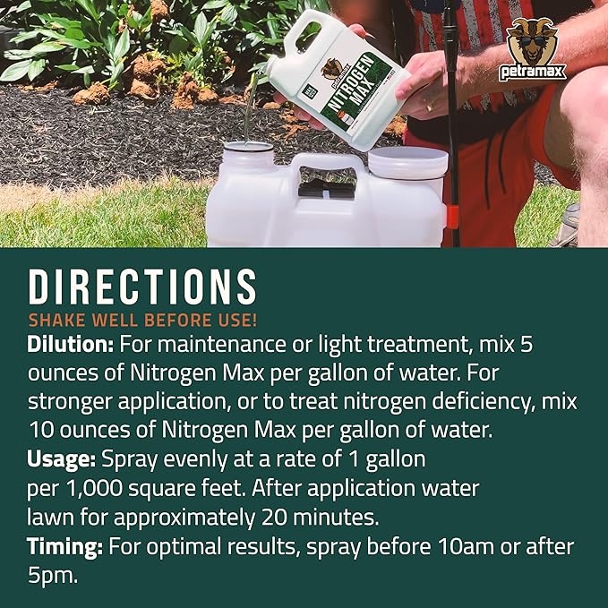 Petramax Liquid Nitrogen Fertilizer 28-0-0 NPK - 1 Gallon Spring & Summer Liquid Grass Fertilizer for Lawn, Spray on Easy to Apply for Deep Green Lawn Care - Slow Release High Nitrogen Turf Builder