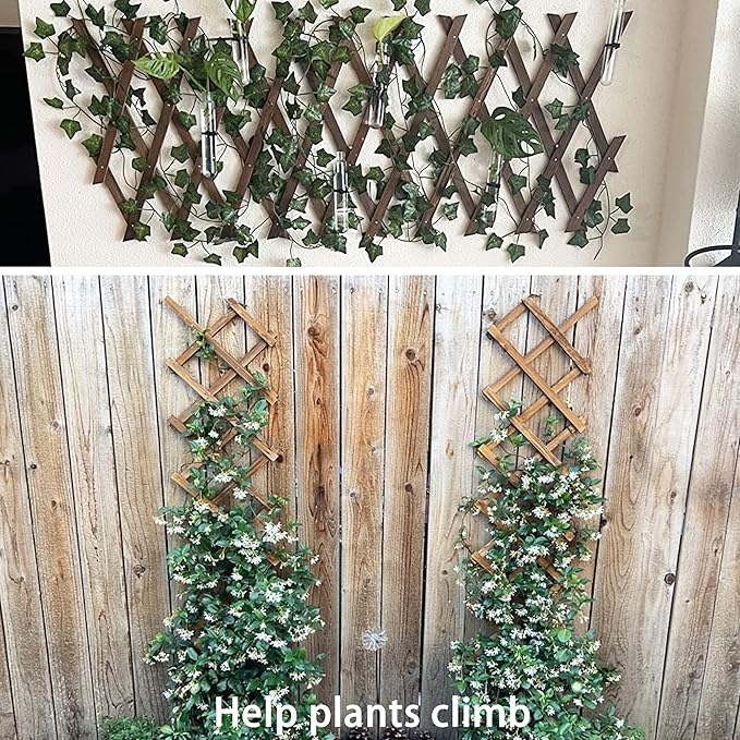 Wooden Lattice Panels for Outside 4Pack, 75"x11.8" Expandable Wood Lattice Fence Wall Garden Trellis Frame for Climbing Plants Outdoor Vine Ivy Rose Patio Room Decorative