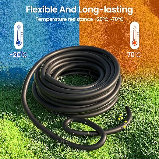 MIXC 1/2 Inch Drip Irrigation Tubing, 75FT Main Tubing Hose, Flexible PVC Hose for Irrigation Parts Drip Emitters Drip Irrigation Systems, Black