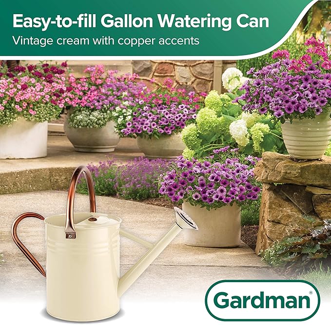 Gardman R34898 1 Gallon Watering Can, Vintage Cream