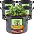 Jorvila 5 Pack 5 Gallon Grow Bags, Thickened Nonwoven Fabric Planter Pots with Handles, Heavy Duty 300G Garden Pots for Tomato, Potato and Vegetable