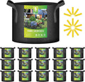 iPower 15-Pack 5 Gallon Thickened Grow Bags Nonwoven Fabric Pots Aeration Container with Strap Handles for Garden and Planting, Black