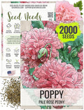 Seed Needs Pale Rose Peony Poppy Seeds for Planting - Heirloom & Open Pollinated Annual Flowers - Pink Ruffled Blooms to Attract Butterflies to The Garden (1 Pack)