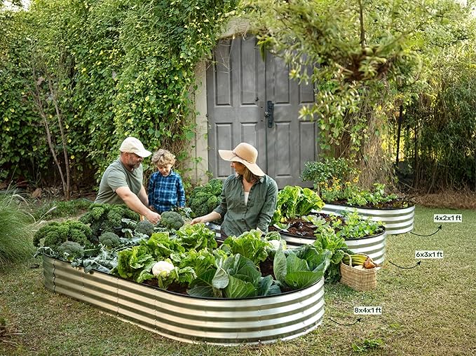 Plant & Plot Galvanized Raised Garden Beds Outdoor // 8×4×1 ft Planter Raised Beds for Gardening, Vegetables, Flowers // Large Metal Garden Box // Patented Tool-Free Design (Turquoise)