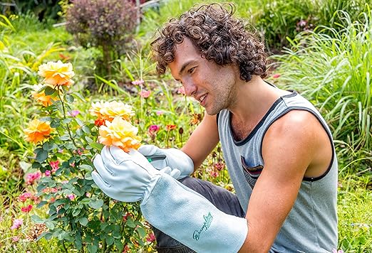 Rose Pruning Gloves for Men and Women - Thorn Proof Goatskin Leather Gardening Gloves with Gauntlet (Extra Large，Natural)