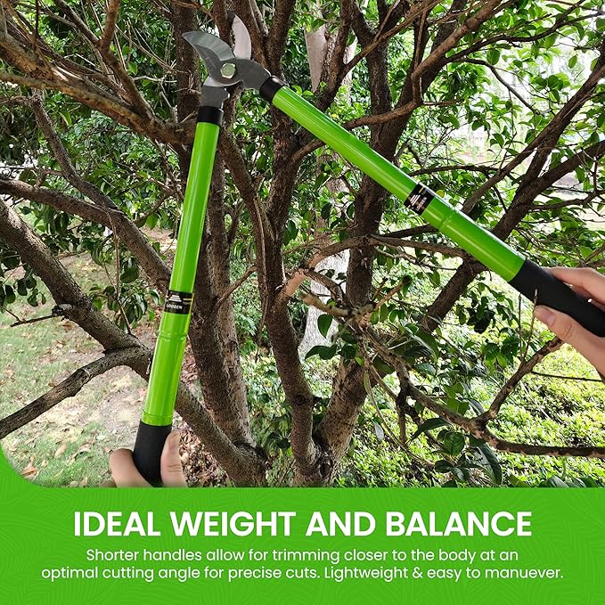 Garden Guru Bypass Loppers Tree Trimmer Clipper w/Telescopic Handle 15–22" - High Carbon Steel Blade Gardening Loppers Pruning Shear - Comfort Grip Handles – Branch Cutter (4 Pack)
