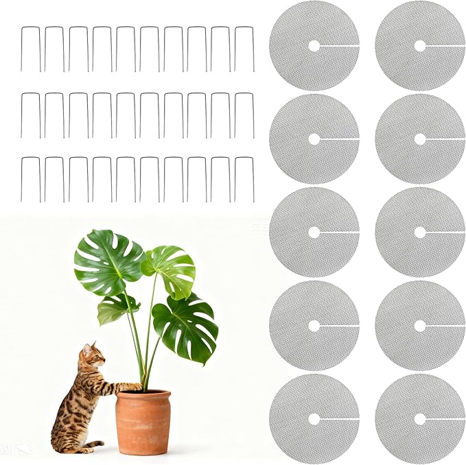 10pc 15.7" Plant Pot Grids Cuttable Plant Pot Soil Covers Protectors from Animals-Indoor Plant Pot Soil Guard for Outdoor Garden Plant Protection Breathable Mesh