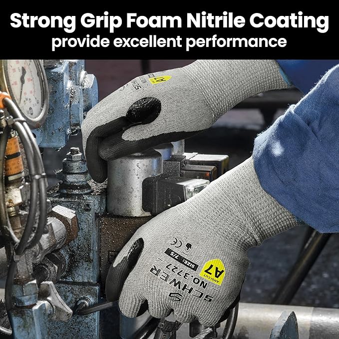 120 Pairs High Level Cut Resistant Work Gloves for High Risk Work, ANSI A7 Cutting Gloves with Reinforced Thumb, Used for WoodWorking, Construction, Non Slip, Durable, Breathable & Cool, XL, PR3727