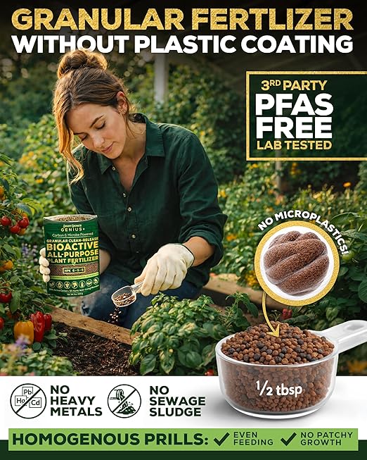 Bio-Active Plant Fertilizer Granular 6-5-6 Slow Release Carbon Enhanced Garden Fertilizer, Humic & Mycorrhizae – All Purpose Plant Food for Gardens, Indoor & Outdoor Plants, Smart Grower Genius+ 200g