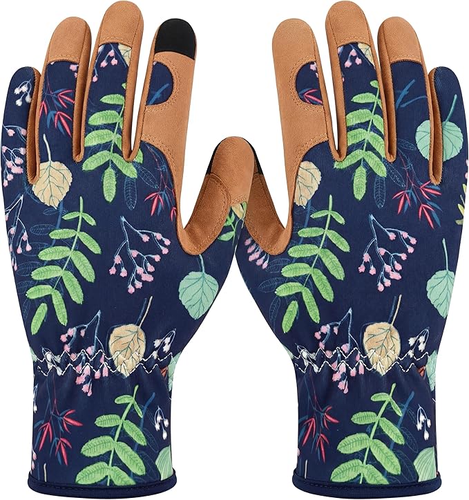 Flora Women’s Gardening Gloves, Thorn-Resistant Microfiber Leather | Breathable, Flexible Grip Work Gloves for Digging, Planting, Weeding & Pruning