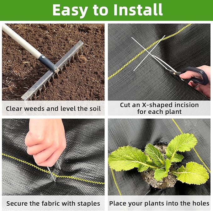 Shade&Beyond Custom 3ftx30ft Weed Barrier Fabric, 3.5oz Heavy Duty Landscape Fabric with Superior Permeability Weed Control, Garden Woven Ground Cloth with Staples
