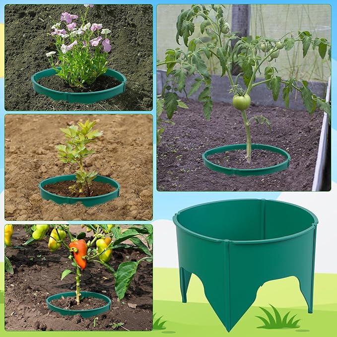 24Pcs Planting Grow Rings, Interlocking Plant Ring Garden Rings for Plant Support and Soil Moisture Retention, Planting Rings Plant Circle Ring for Deep Watering Veggies Herbs and Flowers