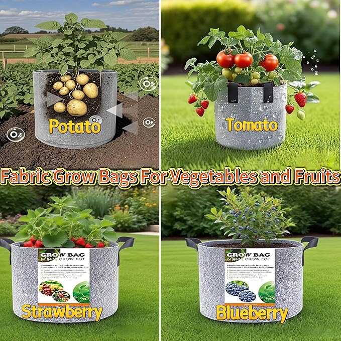 Grow Bags,Gallon Pot,Gallon Grow Bag,Fabric Plant Vegetable Pots,15-35 Gallon Nursery Pots,Deep Plant Pot, Gallon Grow Bags with Handles,3pcs (35 Gallon)