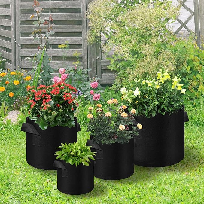 LITLANDSTAR 20 Pack 3 Gallon Plant Grow Bags, Breathable Felt Non-Woven Aeration Fabric Plant Grow Pots, Garden Planting Containers for Nursery Vegetable Flower Grow Bags with Handles (9.8x8.7inch)