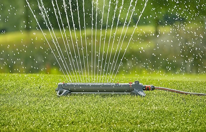 GARDENA 20570 | Up to 3800 sq ft - AquaZoom Adjustable Oscillating Yard Sprinkler, for Watering Large Area Lawn and Garden. Aquazoom Outdoor oscillating Sprinkler has Wide Heavy Duty Base.