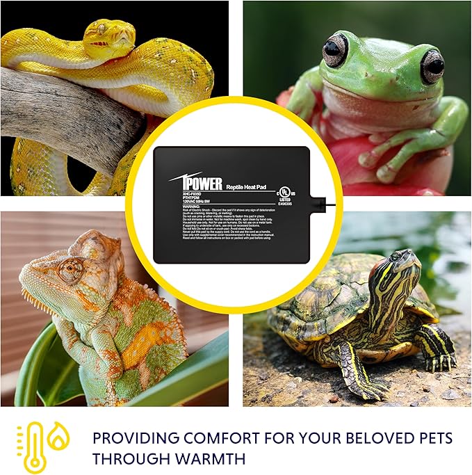 iPower 6 by 8-Inch 8W Reptile Heat Mat, LCD Digital Aquarium Thermometer, Under Tank Warmer Terrarium Heat Pad for Turtles Lizards Frogs and Other Small Animals, Multi Sizes
