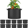 YSSOA 10-Pack 10 Gallon Grow Bags, Tomoato Plant Pots with Handles, Aeration Nonwoven Fabric, Heavy Duty Gardening Planter for Vegetable, Fruits and Flowers, Black