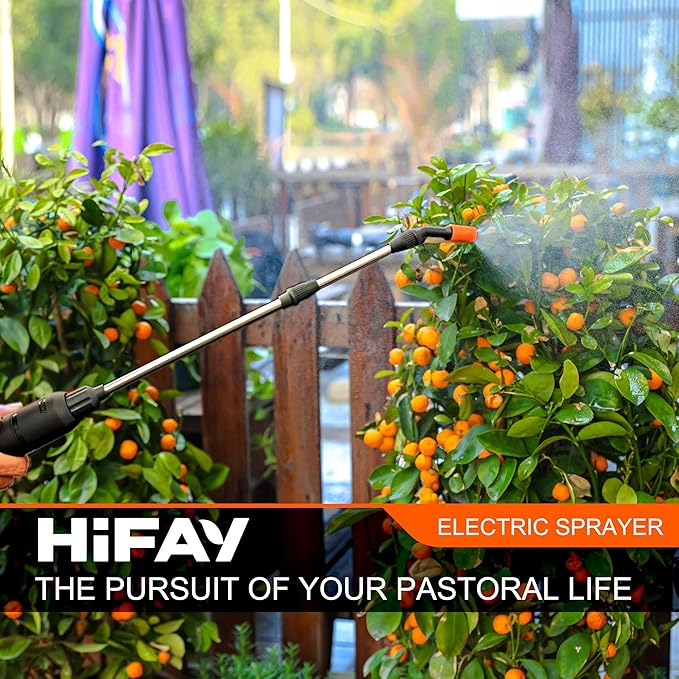 HIFAY ES4-PRO Electric Sprayer 1 Gallon Built-in 4000mAh,Rechargeable Battery Powered Sprayer with Telescopic Wand,Plant Mister,Kitchen Cleaning,Indoor Watering Can for Plants (Blue)