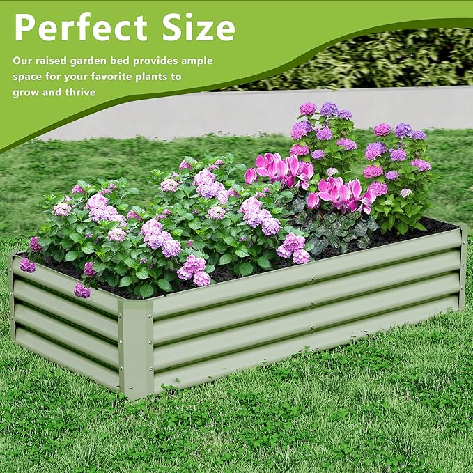 2PCS 4x2x1FT Galvanized Raised Garden Bed Kit, Galvanized Planter Raised Garden Boxes Outdoor, Large Metal Raised Garden Beds for Vegetables-Green